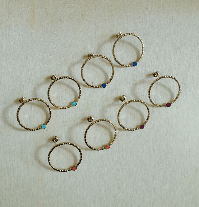 Puces cercles et mini rond de cuir - 4 coloris
