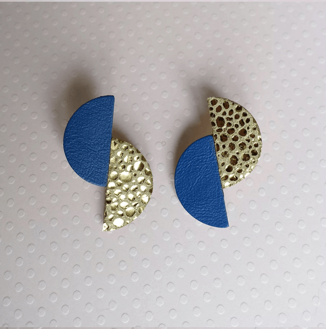 Puces asymétriques, Demi rond de cuir coloré et pailleté - 4 coloris