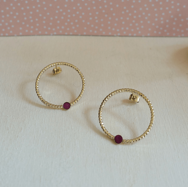 Puces cercles et mini rond de cuir - 4 coloris
