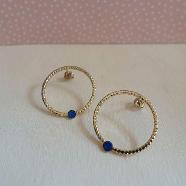 Puces cercles et mini rond de cuir - 4 coloris