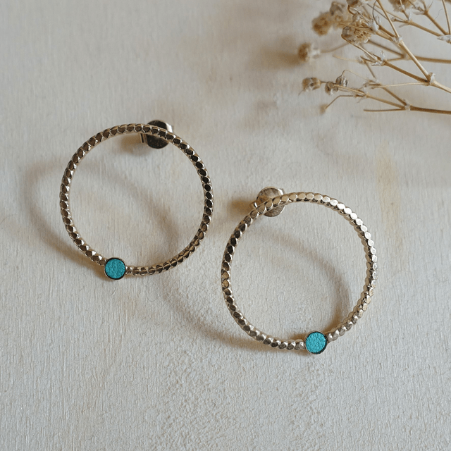 Puces cercles et mini rond de cuir - 4 coloris