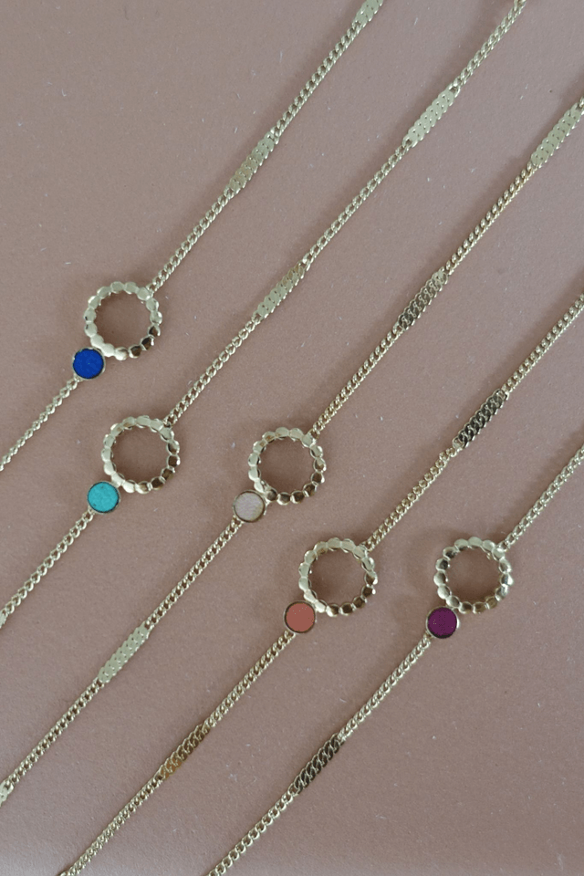 Bracelets mini rond et fleur - 4 coloris